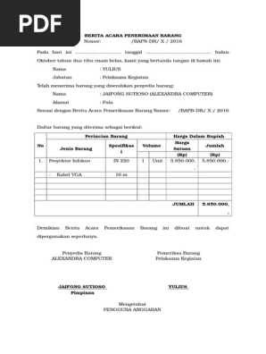 Berita Acara Penerimaan Barang