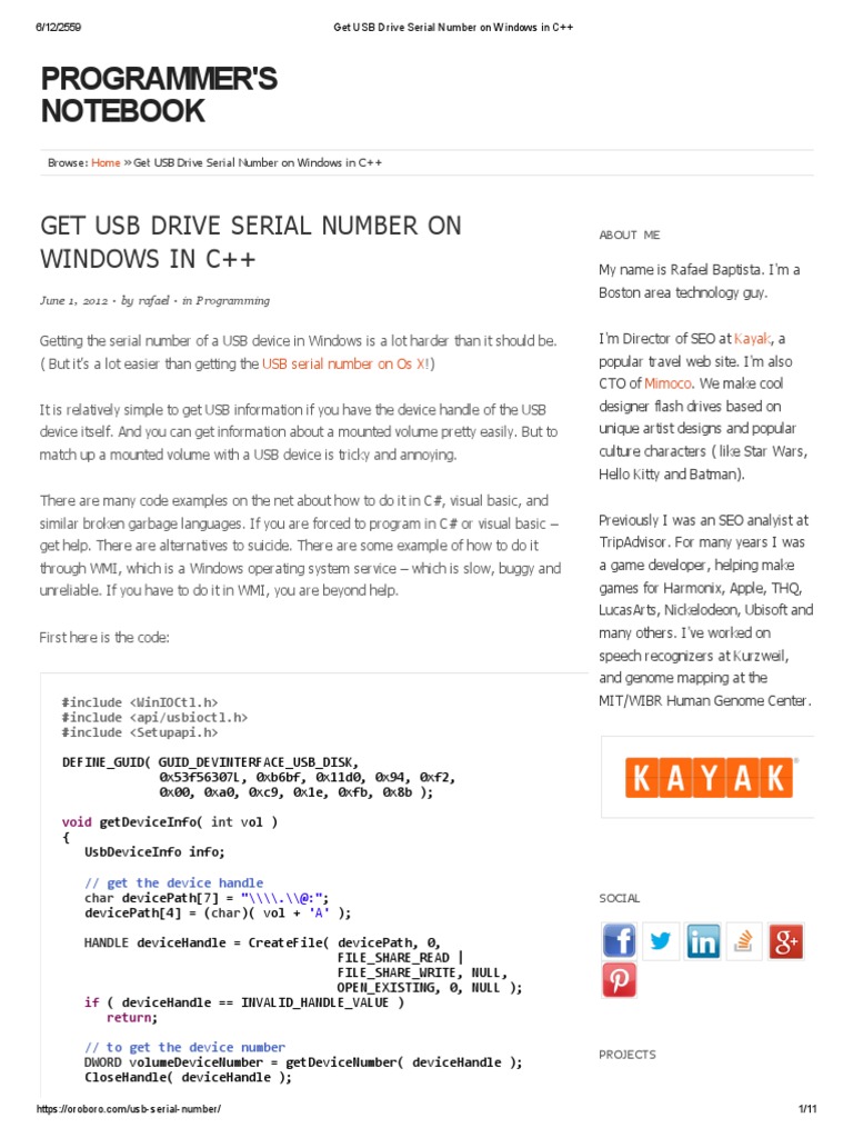 Get USB Drive Serial Number On Windows in C++ | PDF | Usb Flash Drive ...