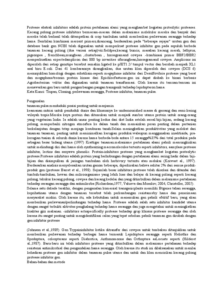 Protease Abstrak Inhibitors Adalah Protein Pertahanan ...