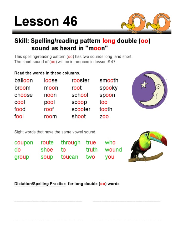 Lesson 46 Variant Vowel Pattern Long Oo Pdf