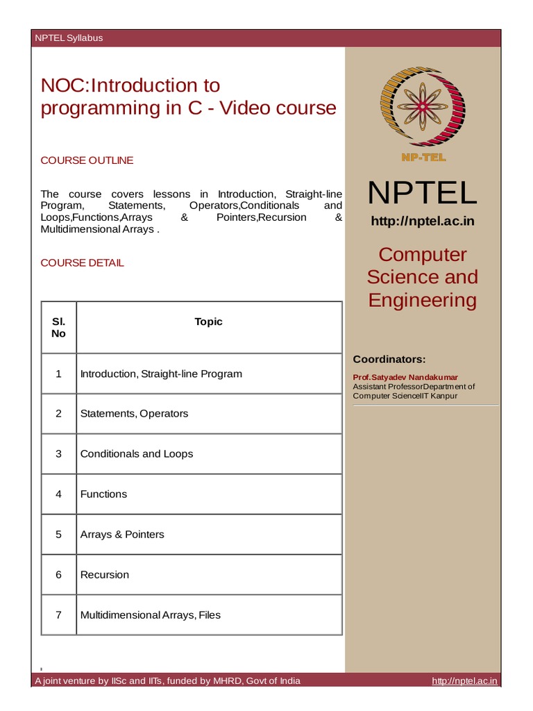 Syllabus of NPTEL Course | PDF | Software Development | Areas Of ...
