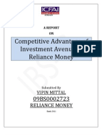 Competitive Advantage of Investment Avenue in Reliance Money-A Mathematical View