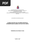 Monografia A Igreja Batista de Jacobina Diante Da Intensificação Global Do Culto Ao Corpo - Valdenilson Dos Santos Costa PDF