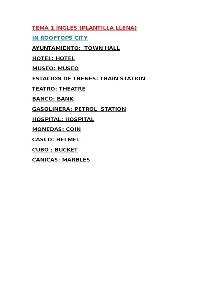 Tema 1 Ingles Plantilla Llena | PDF