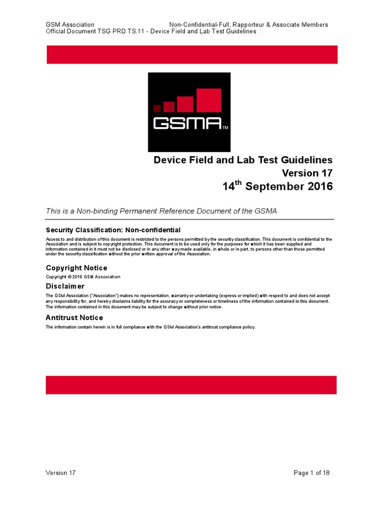TSG PRD TS 11 V17 Cover Device Field and Lab Test Guidelines PDF