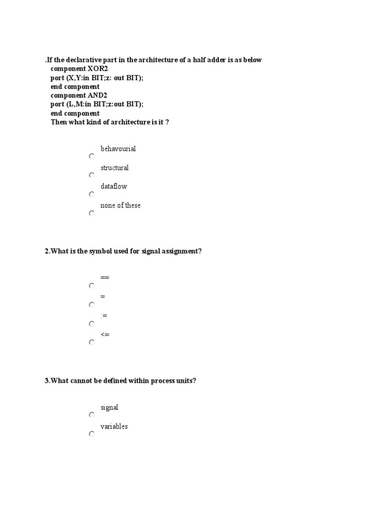 VHDL MCQ PDF Operational Amplifier Cmos