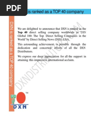 Dxn Is Ranked As The Top 40 Direct Selling Company In The - 