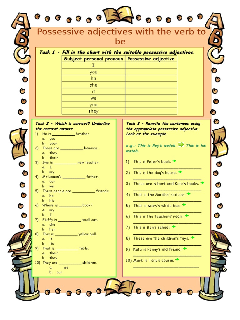 Possessive Adjectives With The Verb To Be | PDF | Adjective | Verb
