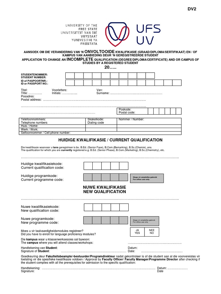UFS Transfer DV2 Form Vocational Education Statistics Of Education