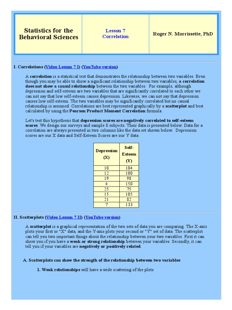Correlation in Behavioral Statistics | PDF | Statistical Significance ...