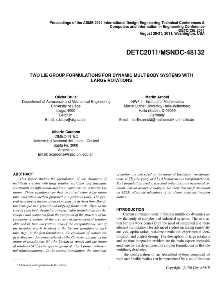 2011 BrulsArnoldCardona ASME IDETC | PDF | Mathematical Concepts ...