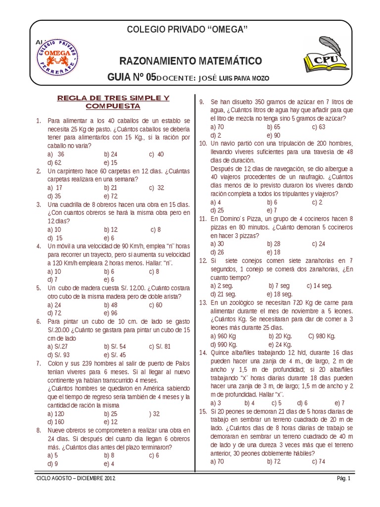 Grupo de Estudios Omega  División (Matemáticas)  Porcentaje