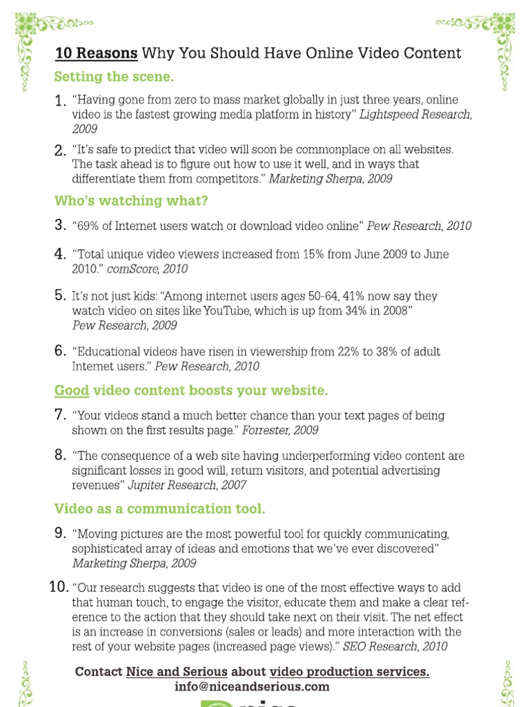 10 Reasons Why You Should Have Video On Your Website | PDF