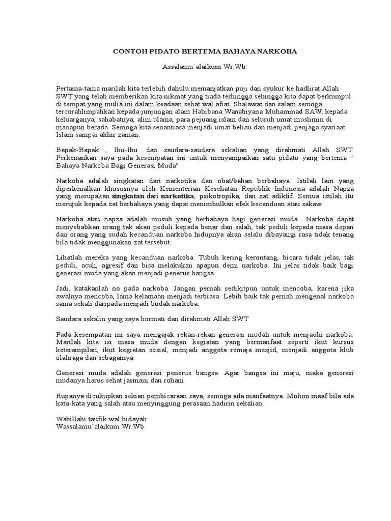 Contoh Pidato Bertema Bahaya Narkoba PDF