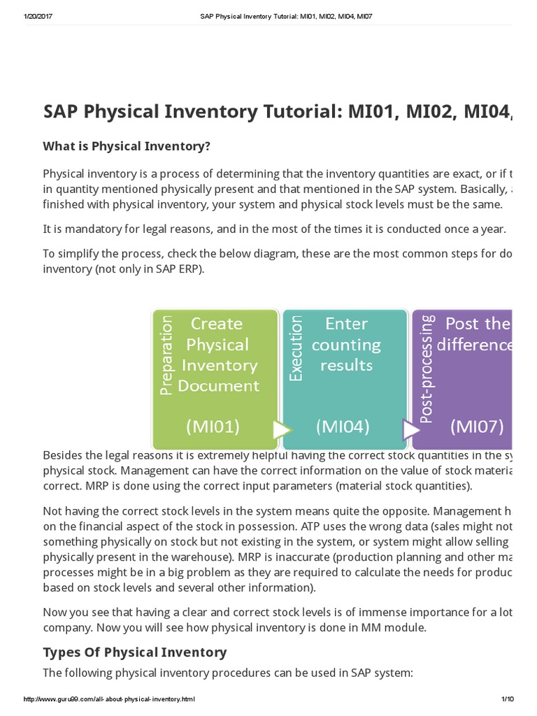 SAP Physical Inventory Tutorial - MI01, MI02, MI04, MI07 | PDF ...