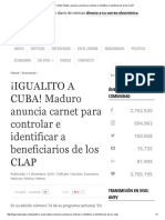 ¡IGUALITO a CUBA! Maduro Anuncia Carnet Para Controlar e Identificar a Beneficiarios de Los CLAP