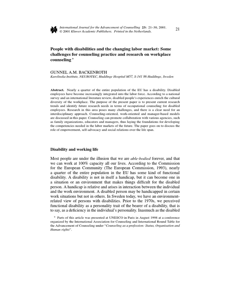People With Disabilities | PDF | Disability | Employment