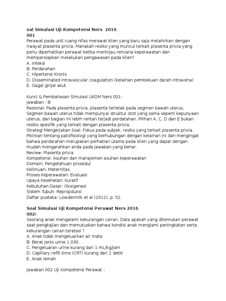 Contoh Soal Keperawatan Anak1 Beserta Jawaban Menurut Ukom