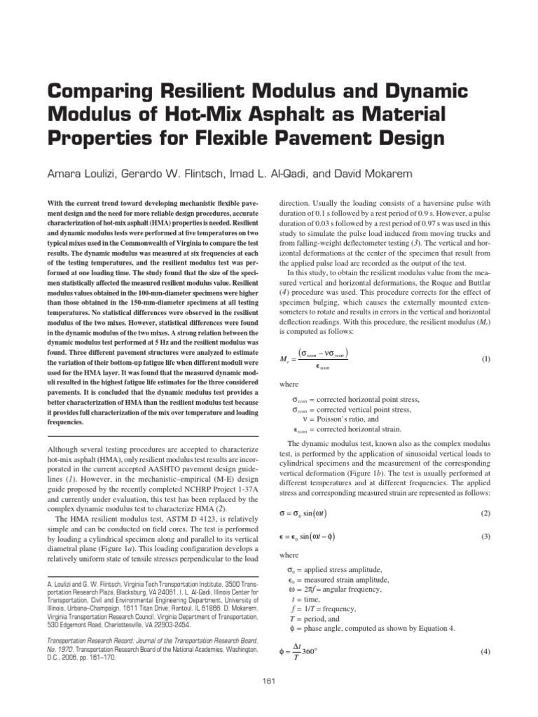 Comparing Resilient Modulus and Dynamic PDF | PDF | Road Surface ...