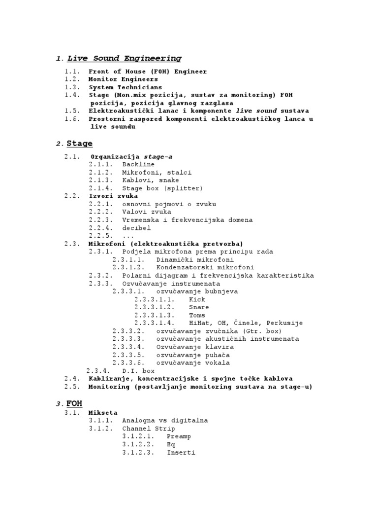 Live Audio Engineer PDF Audio Engineering