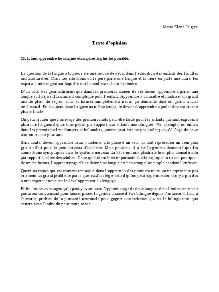 Texte D'opinion Elena  PDF
