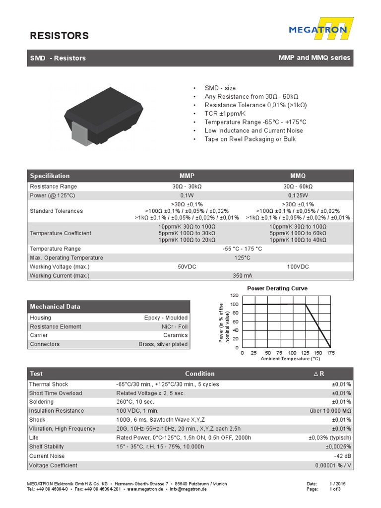 SMD Resistors: MMP & MMQ Series Specs | PDF | Resistor | Electrical ...