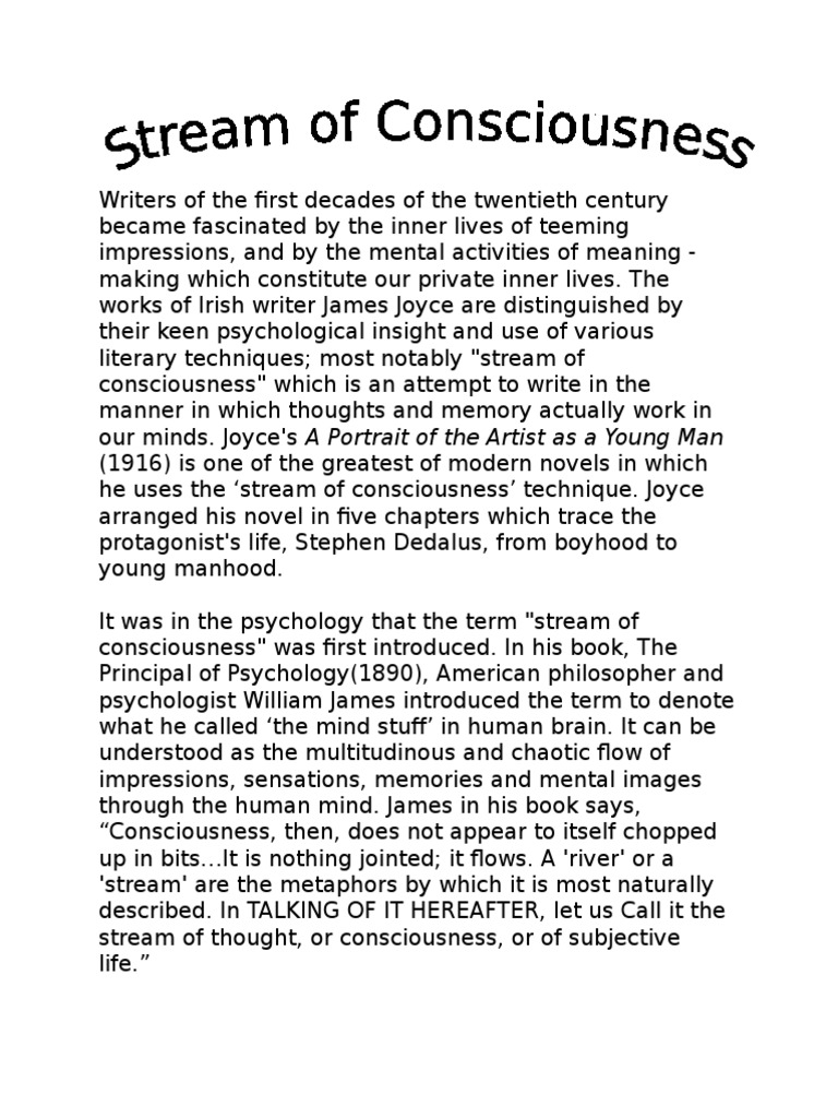 Stream of Consciousness in A Portrait of The Artist As A Young Man ...