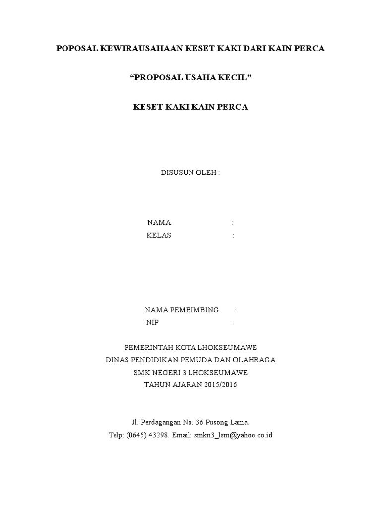 Poposal Kewirausahaan Keset Kaki Dari Kain Perc1