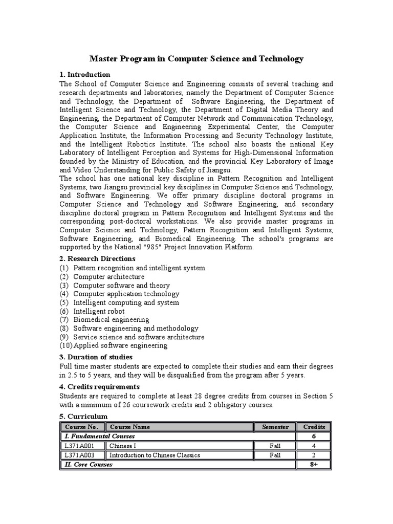 NJUST Master Program Computer Science Thesis Postgraduate Education