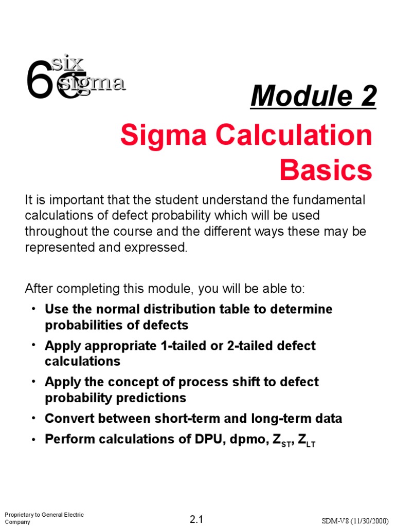 Sigma Calculation Basics for Defect Probability | PDF | Standard ...