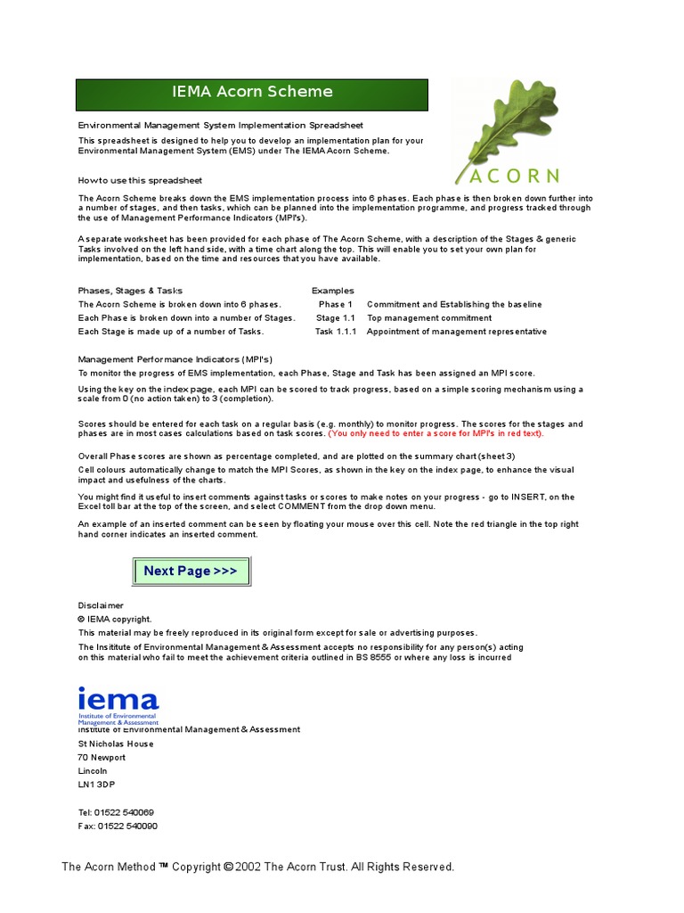 Acorn Progress Matrix | PDF