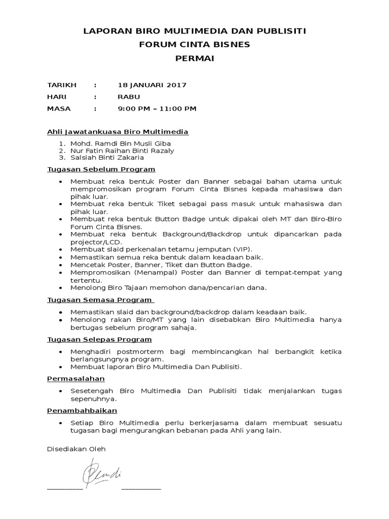 Laporan Biro Multimedia Dan Publisiti