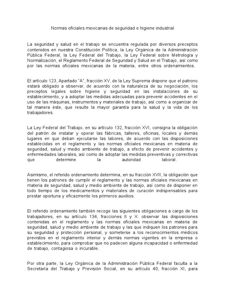 Normas de Seguridad e Higiene en México | PDF | Seguridad y salud ...