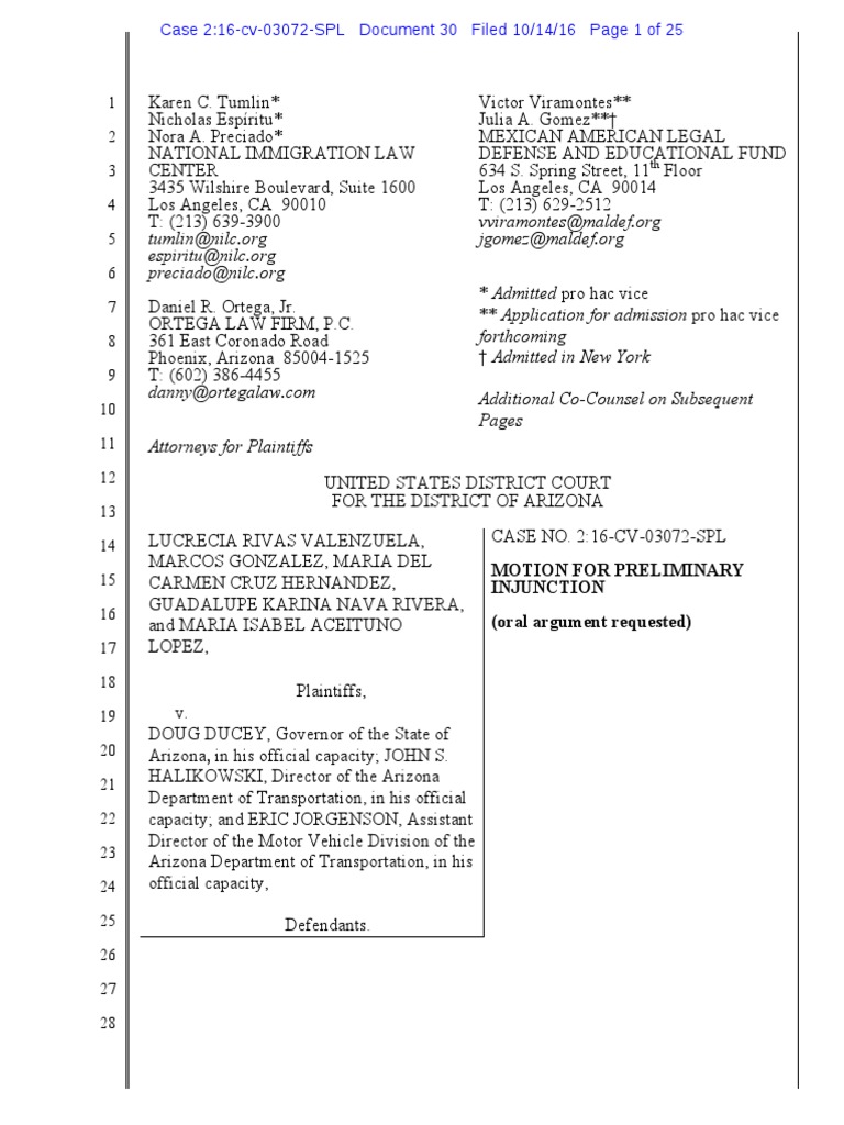Motion For Preliminary Injunction | PDF | Deferred Action For Childhood ...