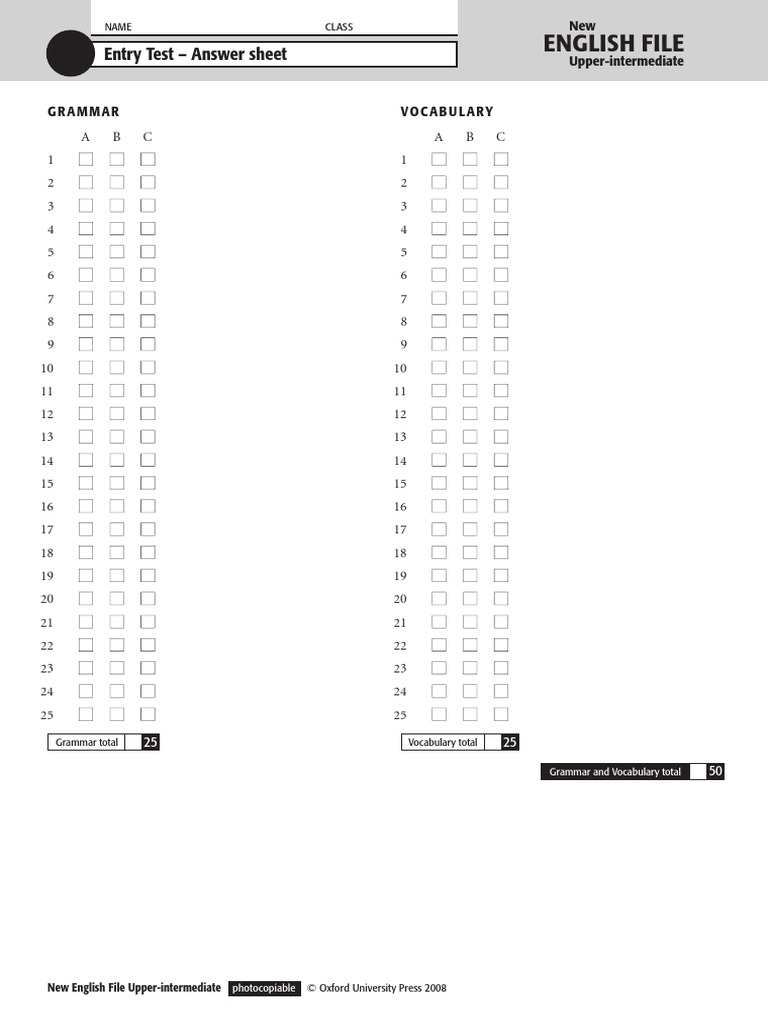Nef Upper Entry Test Answersheet | PDF