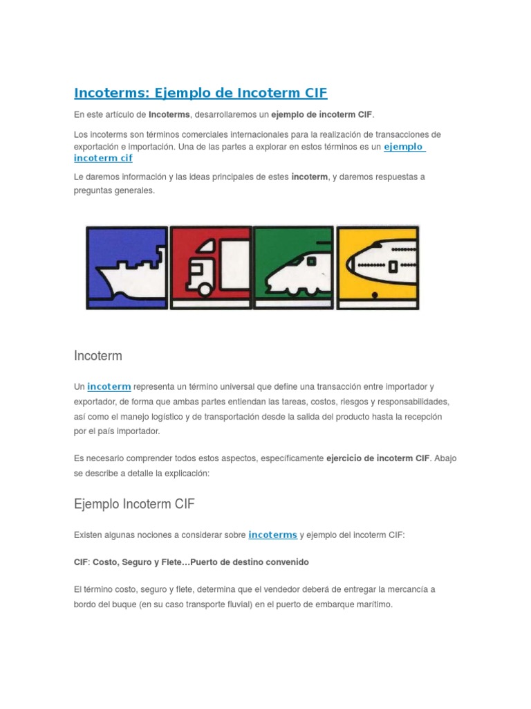 Ejemplo de Incoterm CIF en Logística | PDF | Industrias | Comercio