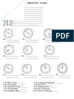 Telling The Time - Test Paper