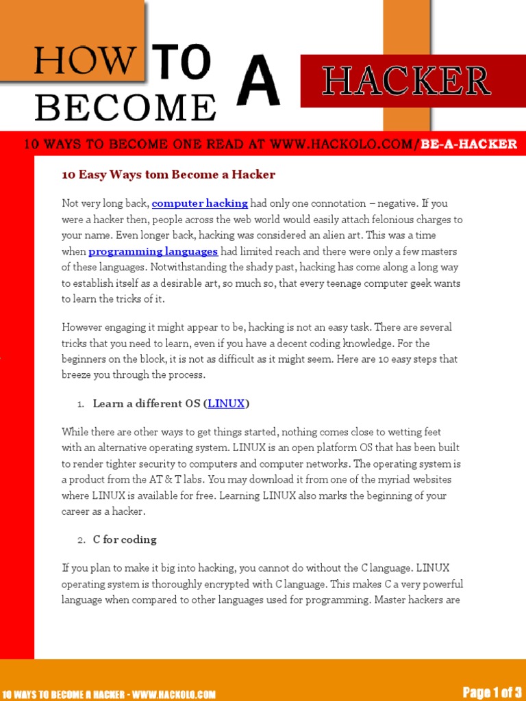 How to a Hacker PDF Security Hacker Hacker Culture