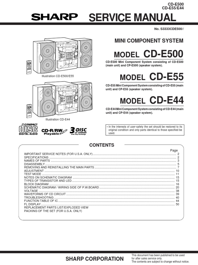 Sharp CD E500 CD E55 CD E44 | PDF | Resistor | Compact Cassette