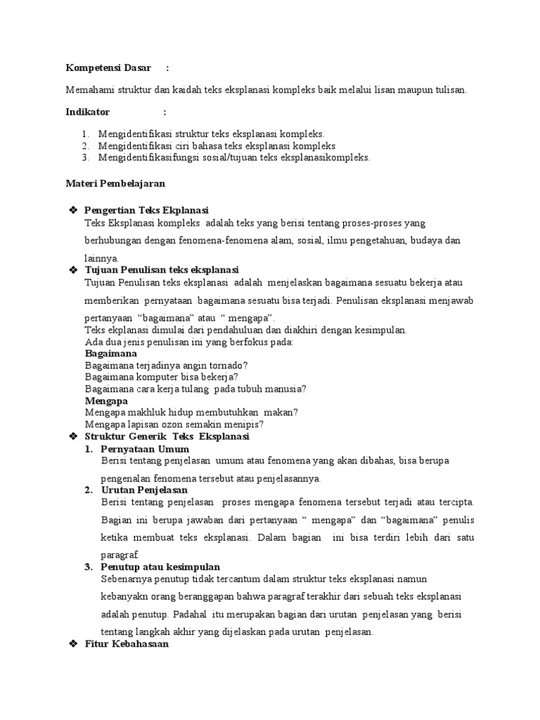Tuliskan Tujuan Teks Eksplanasi Masnurul