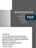 Misrepresentation: Presented by Muhammad Ashab Hashmi Muhammad Rizwan Muhammad Zakria Awais Khan Rawaiz Khan