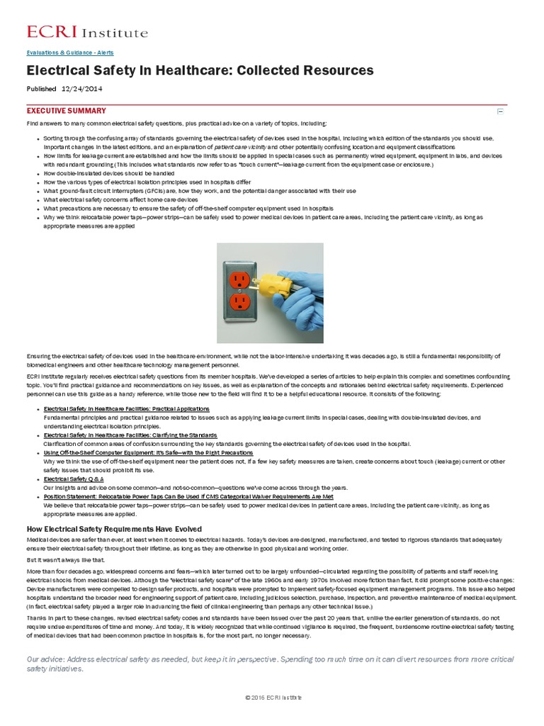 Electrical Safety in Healthcare Safety Medical Device
