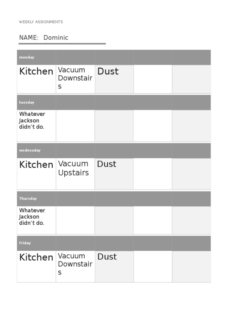 Cleaning Calendar | PDF