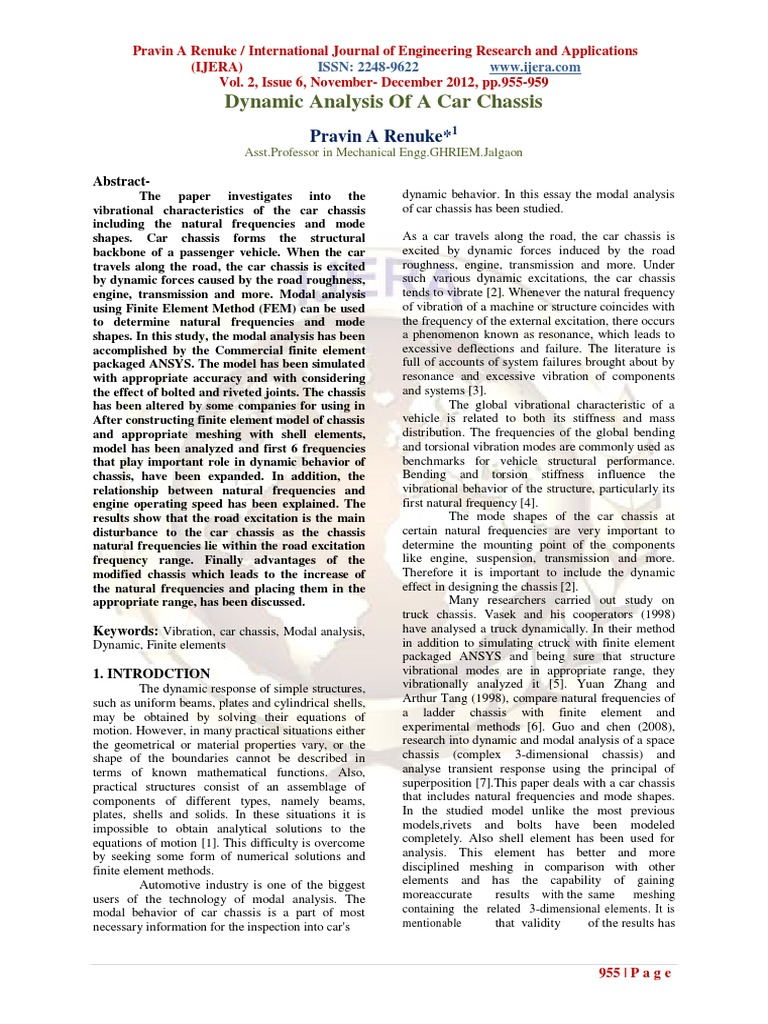 Dynamic Analysis of A Chassis PDF | PDF | Finite Element Method ...