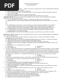 Bioethics Finals Exam