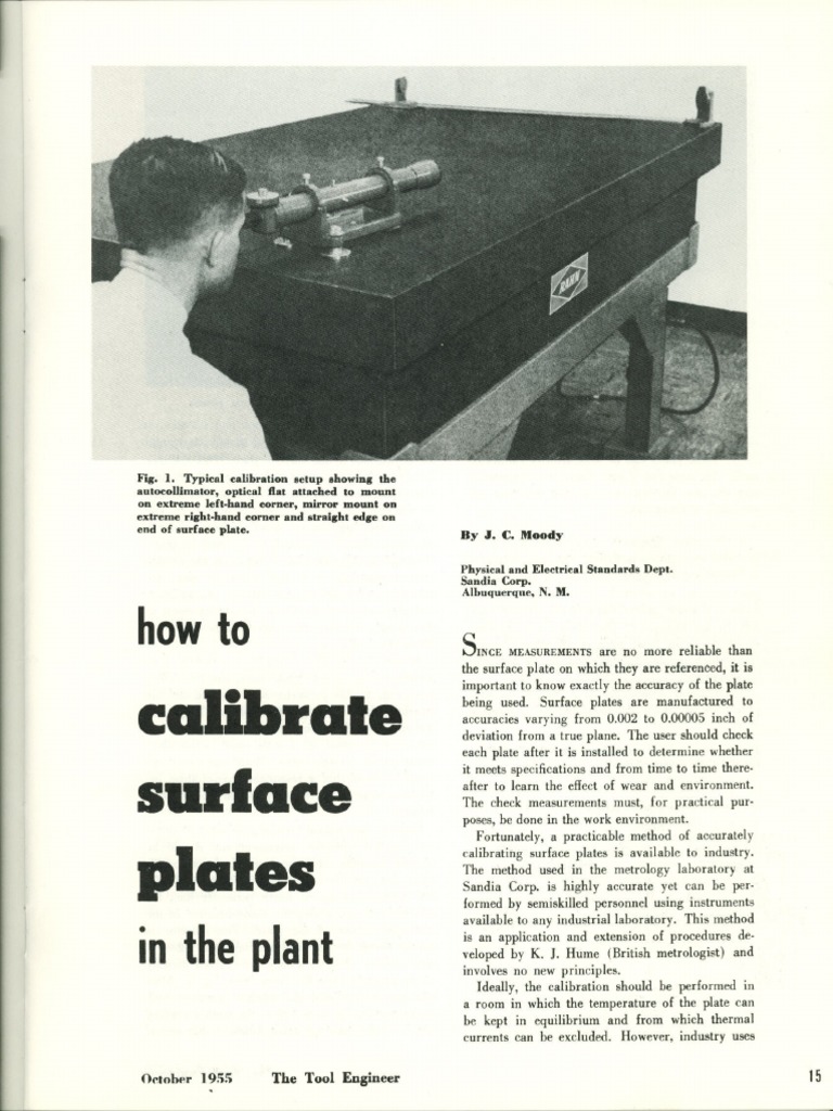 How To Calibrate Surface Plates in The Plant PDF