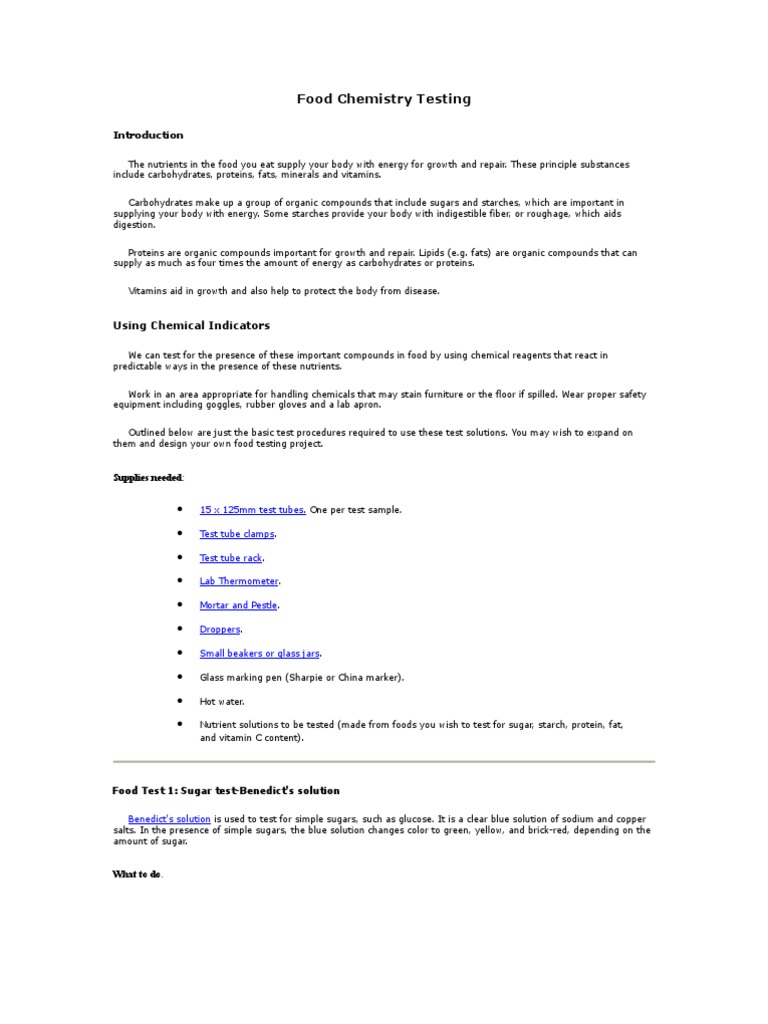 Food Chemistry Testing Methods | PDF | Carbohydrates | Nutrients