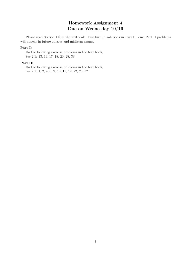 Homework Assignment 4 Due On Wednesday 10/19 | PDF