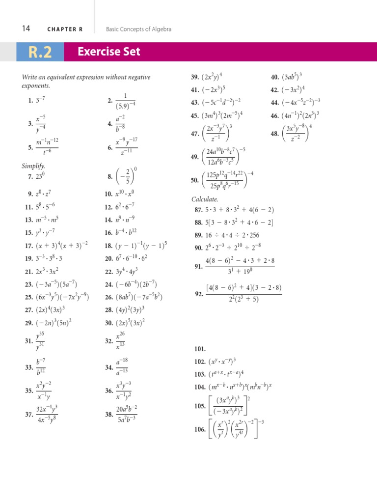 Basic Algebra Concepts and Exercises | PDF