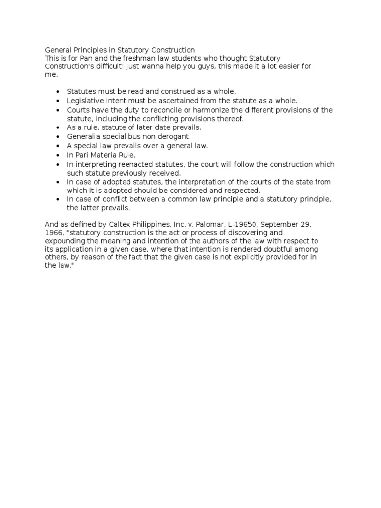 General Principles in Statutory Construction | PDF